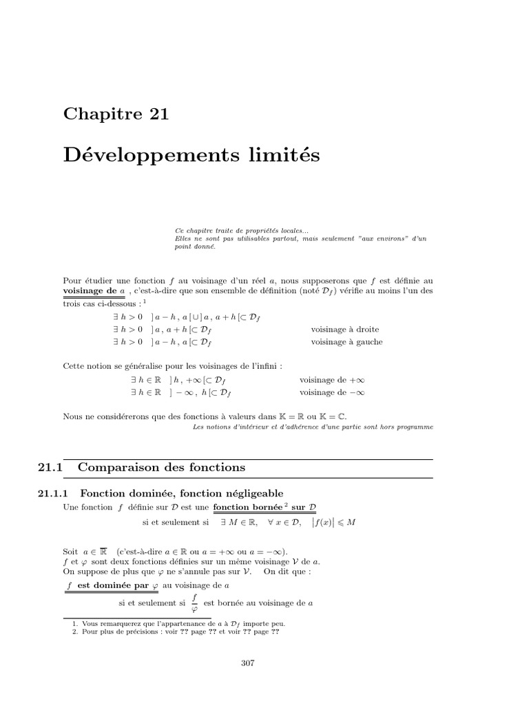 Développements Limités et Comparaison de Fonctions | PDF | Limite ...