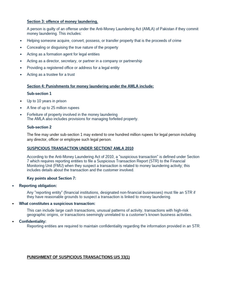 Pakistan Anti-Money Laundering Act Overview | PDF | Money Laundering ...