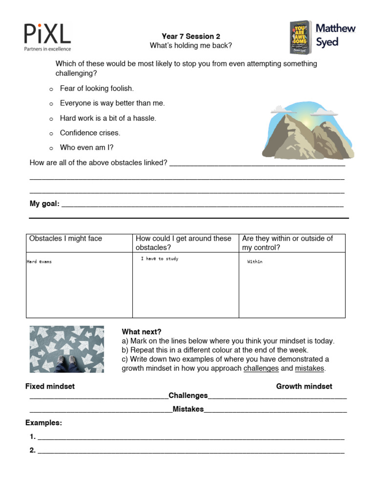 YAA Y7 Session 2 Worksheet | PDF