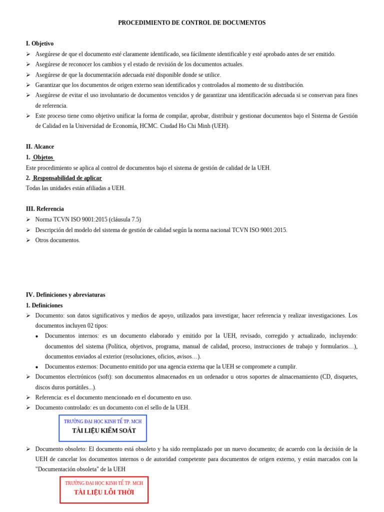 Control de Documentos en UEH | PDF | Organización internacional para la ...