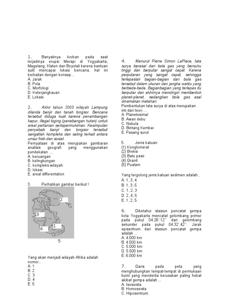 SOAL TRY OUT UN GEOGRAFI SMA