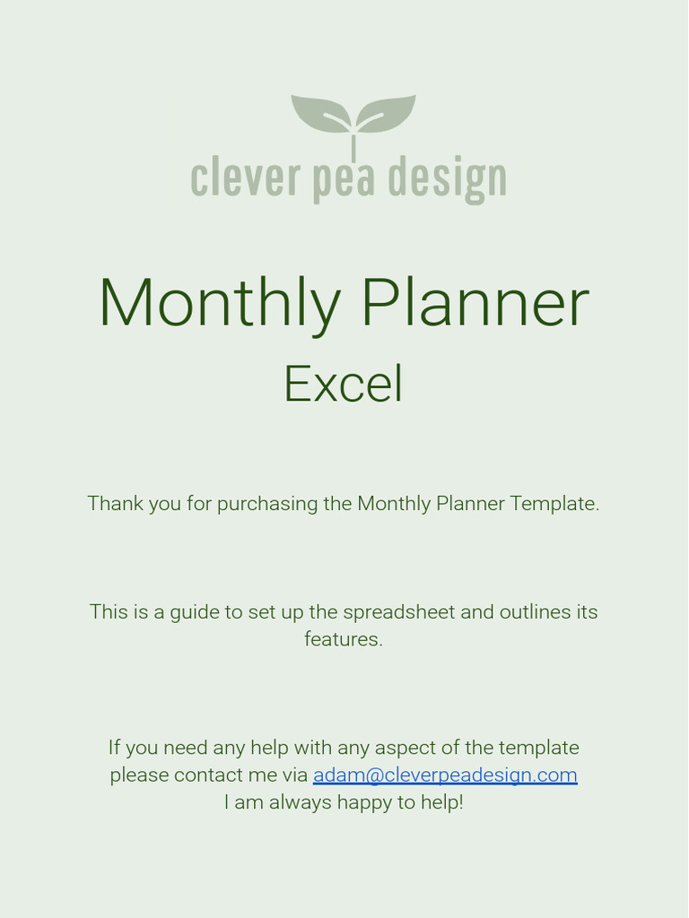 Monthly Planner Template Guide | PDF | Microsoft Excel | Software