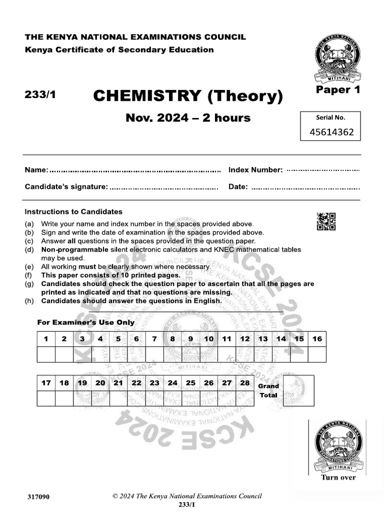 Chemistry PP1 | PDF