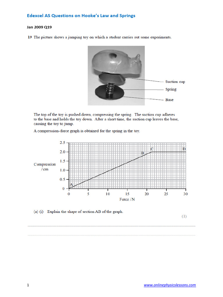 Edexcel+as+Questions+ +Hooke's+Law+and+Springs | PDF