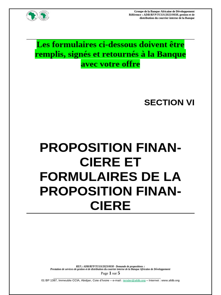Gestion du courrier à la BAD - RFP 2023 | PDF | Banques | Salaires