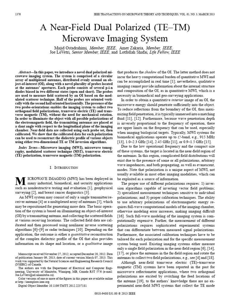 A Near-Field Dual Polarized TETM Microwave Imaging System | PDF ...
