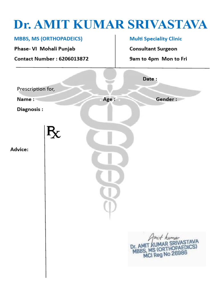 Dr. Amit Kumar Srivastava Clinic Info | PDF