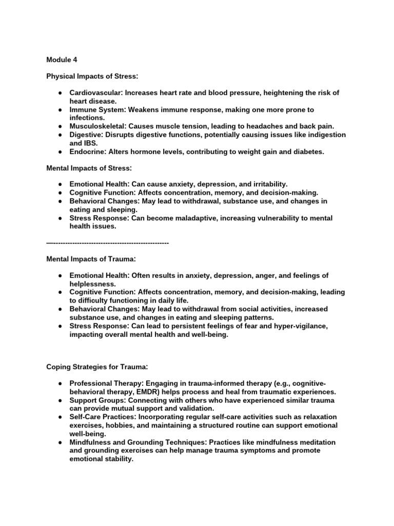 Impacts of Stress and Trauma on Health | PDF | Anxiety Disorder | Anxiety