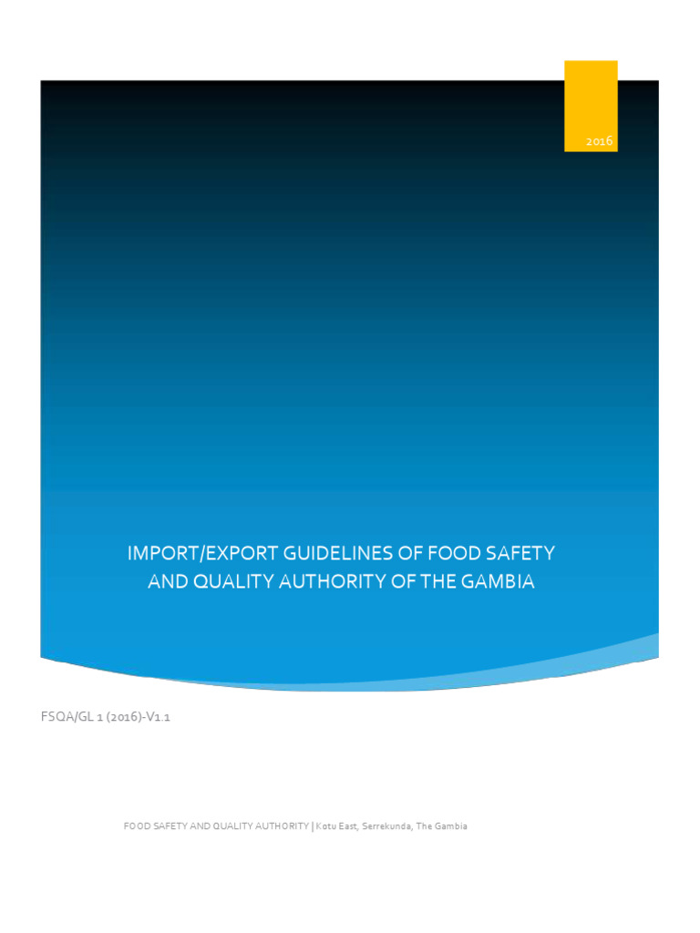 Gambia Food Import/Export Guidelines | PDF | Food Safety