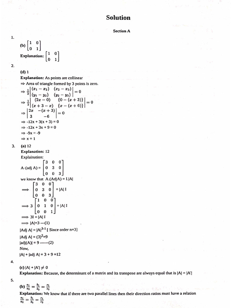 Class Xii Pb2 Maths Solution | PDF
