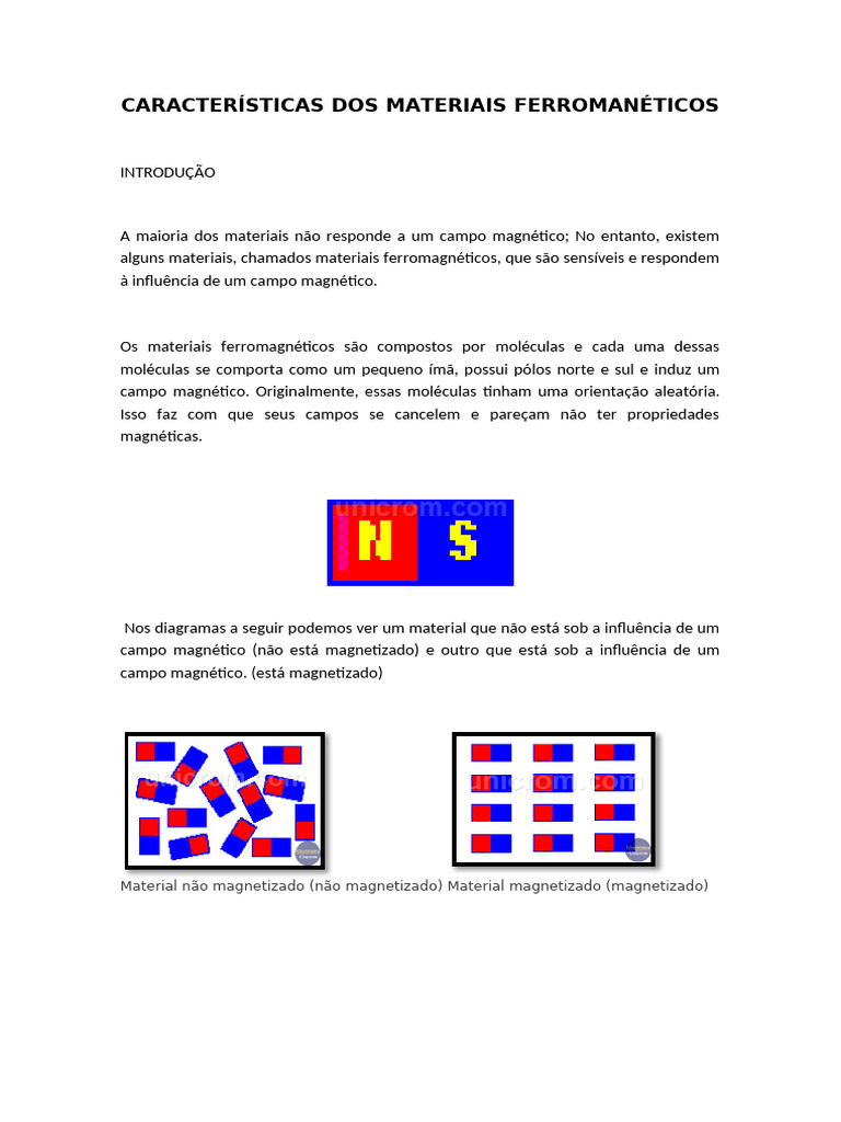 Características dos Materiais Ferromagnéticos | PDF | Ferromagnetismo ...