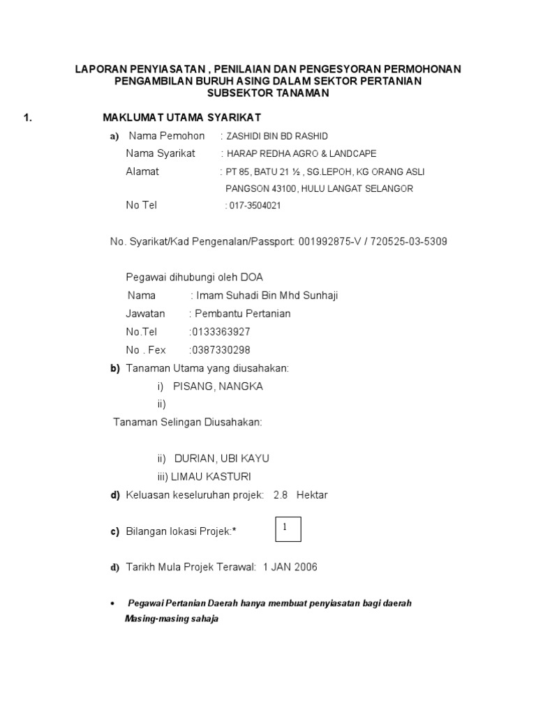 Brg Permohan Pekerja Asing Pdf