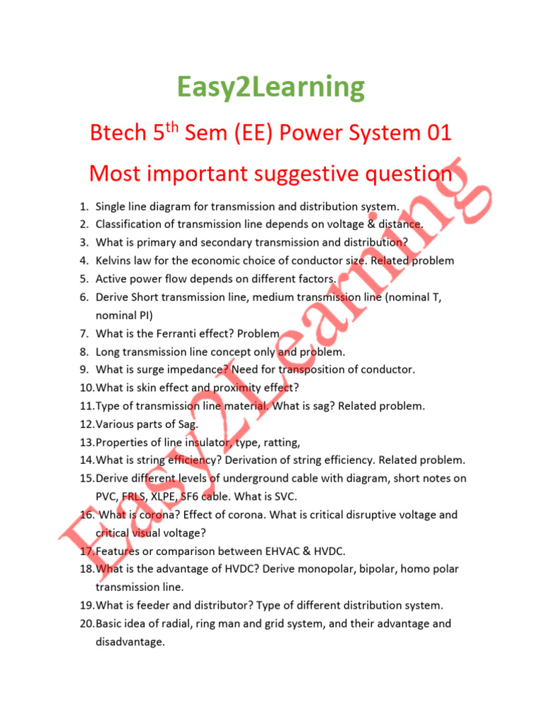 BTech EE 5th Sem Power & Machine Questions | PDF | Electric Motor ...