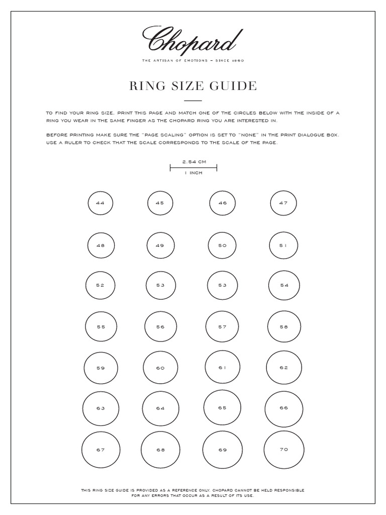 Chopard Ring Size Guide Printable | PDF