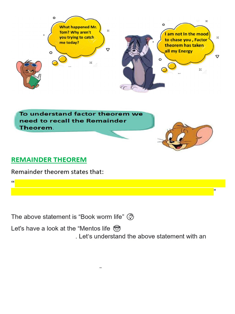 Factor Theorem Pdf Factorization Polynomial