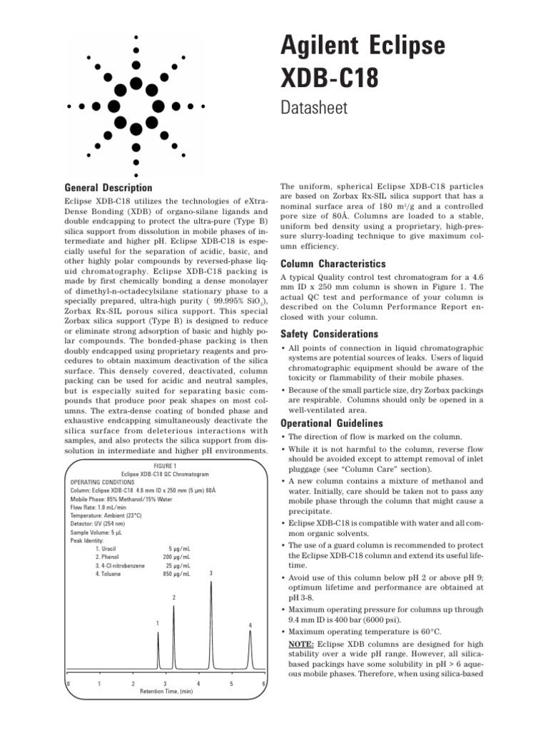 Zorbax HPLC Column Specifications | PDF | High Performance Liquid ...