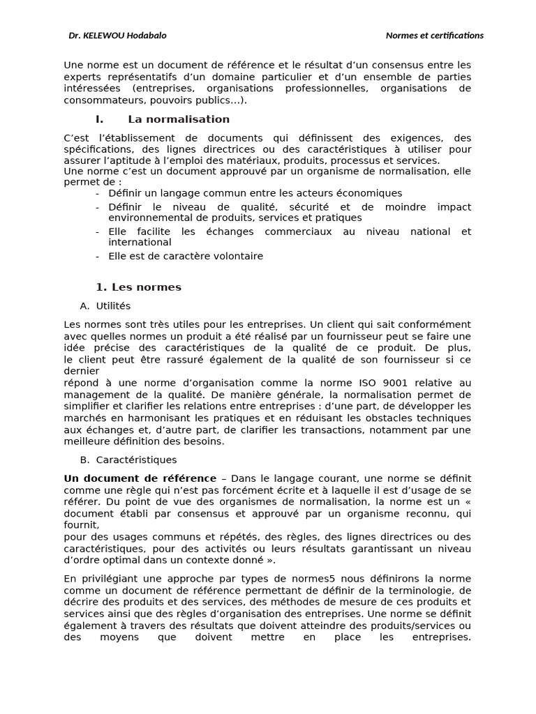 Normes et Certifications : Guide Complet | PDF | Management de la ...