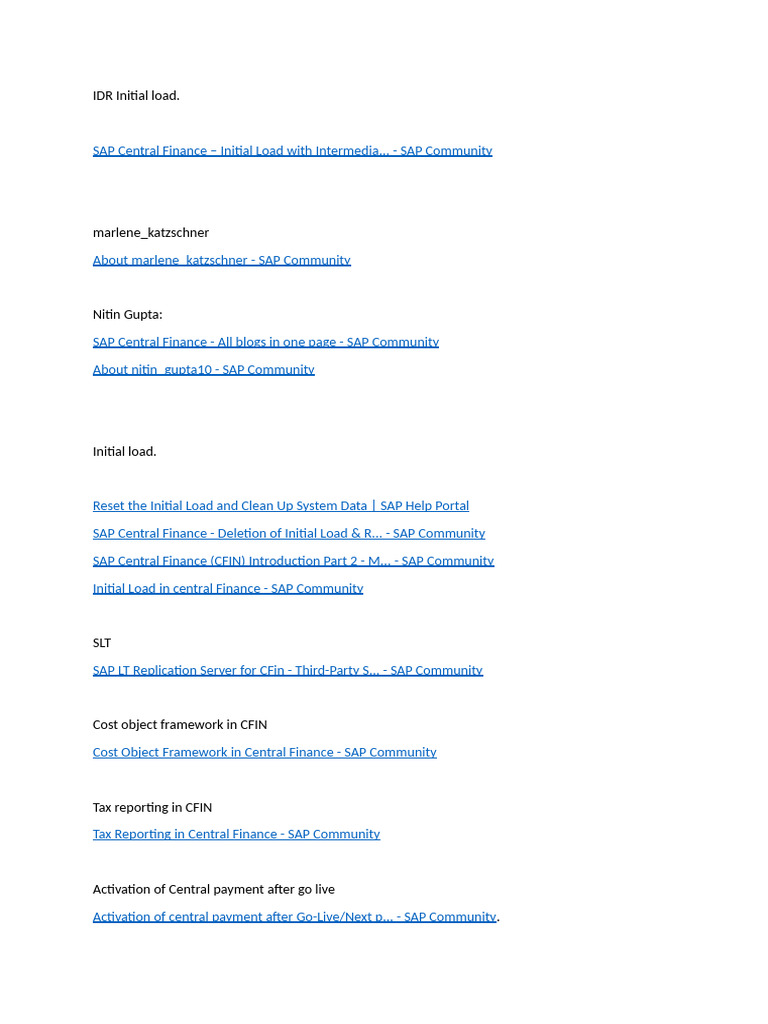 SAP Central Finance Initial Load Guide | PDF