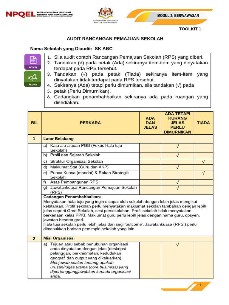 Tool Kit 1c SK ABC (Jawapan) | PDF