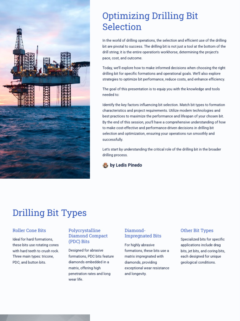 Drilling Bit Selection and Optimization | PDF | Oil Well