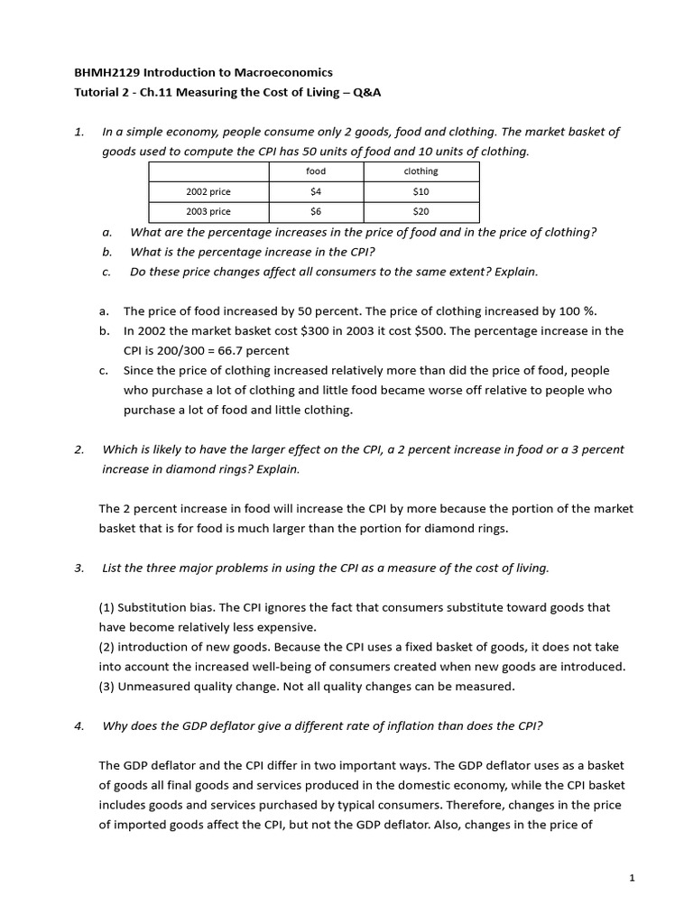 CPI and Inflation Analysis Q&A | PDF | Cost Of Living | Consumer Price ...