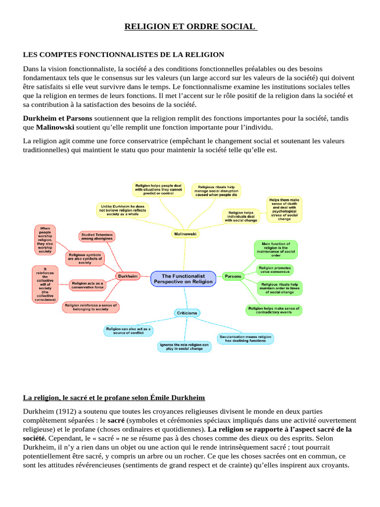 Rôle de la religion dans l'ordre social | PDF | Émile Durkheim | Dieu