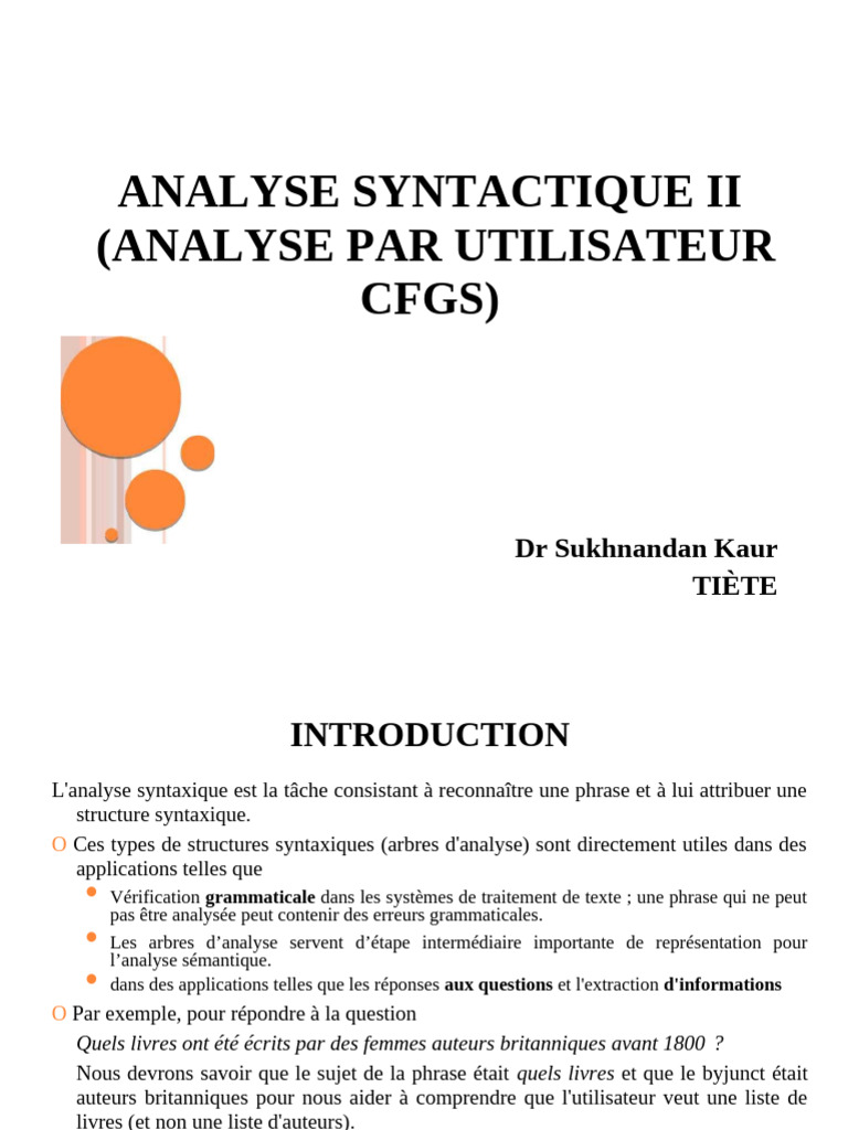 Exemples d'analyse syntaxique | PDF | Analyse syntaxique | Phrase