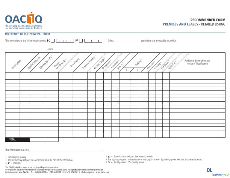 Premises and Leases Detailed Listing Form | PDF