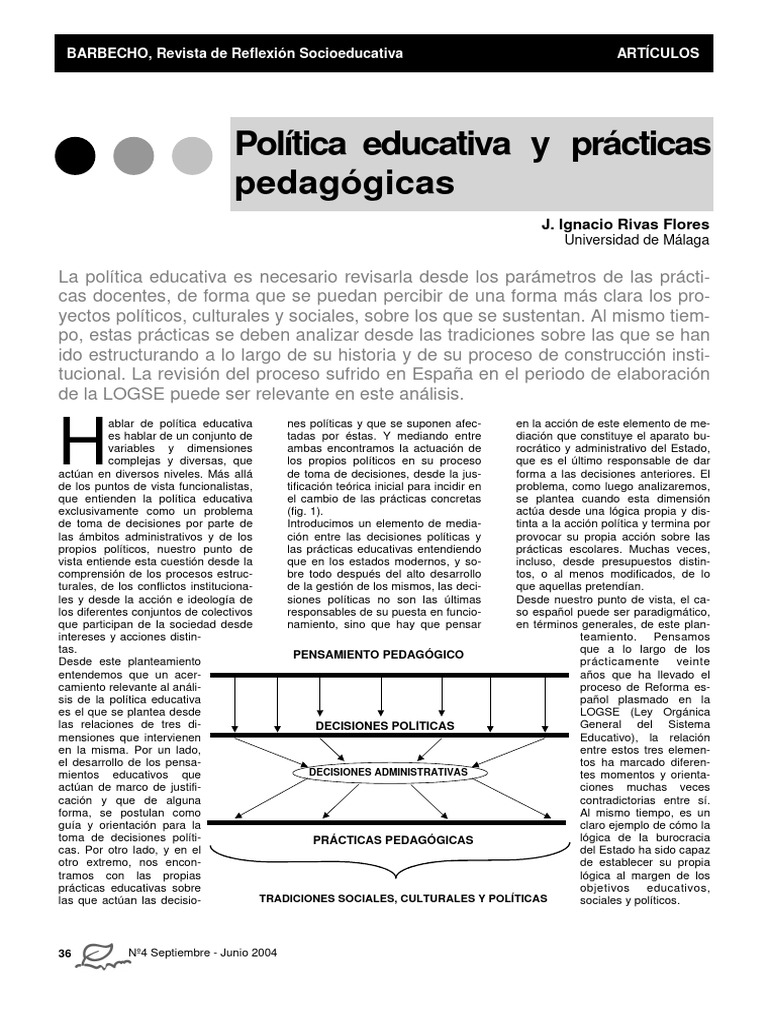 Doc 7 RIVAS Política educativa y práctica pedagógica | PDF | Ideologías ...
