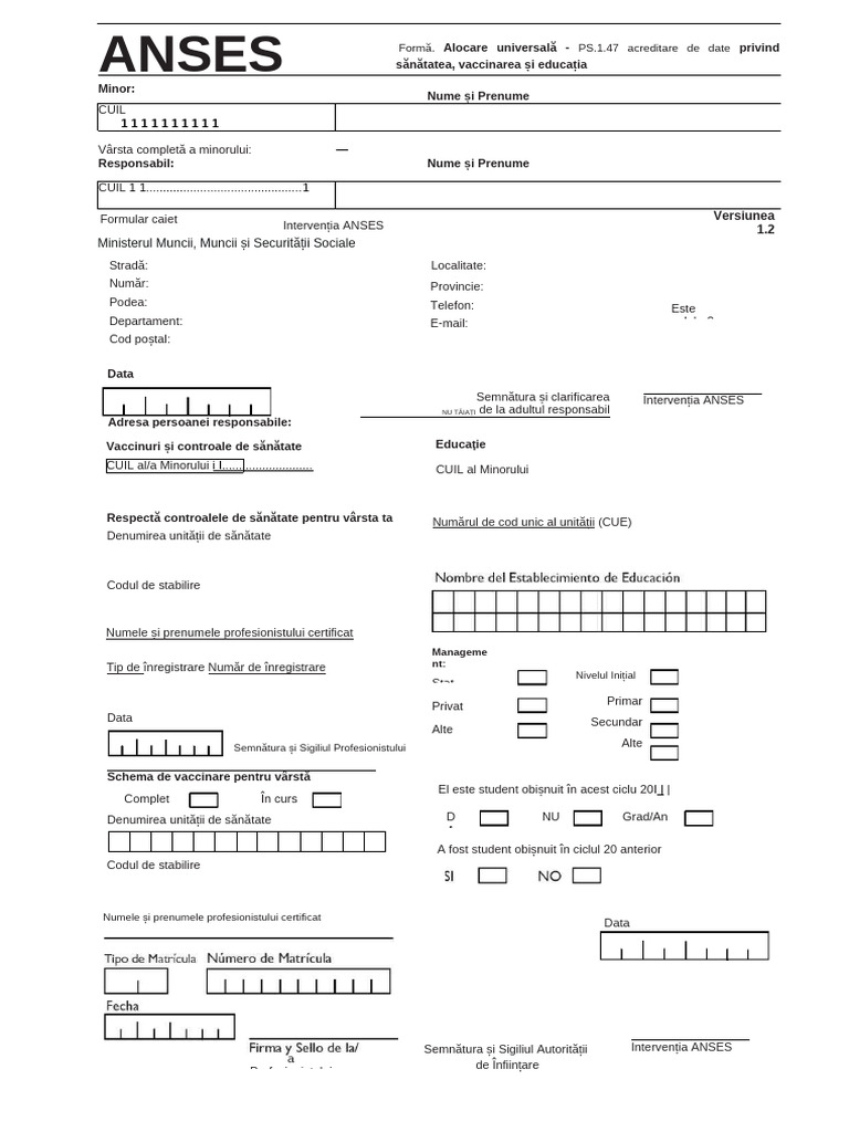 Formular Libretă 1.47 | PDF