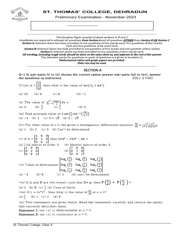 Maths Legal - nov-23N-Xiipreboard | PDF | Demand | Polynomial
