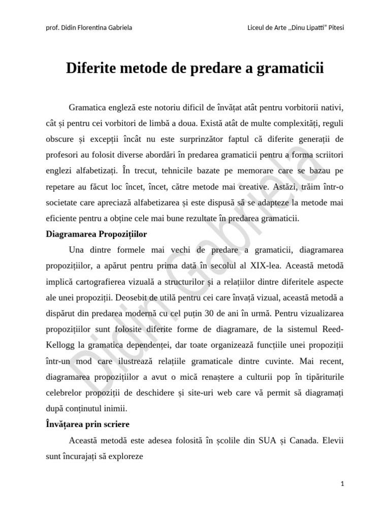 Diferite Metode de Predare A Gramaticii | PDF