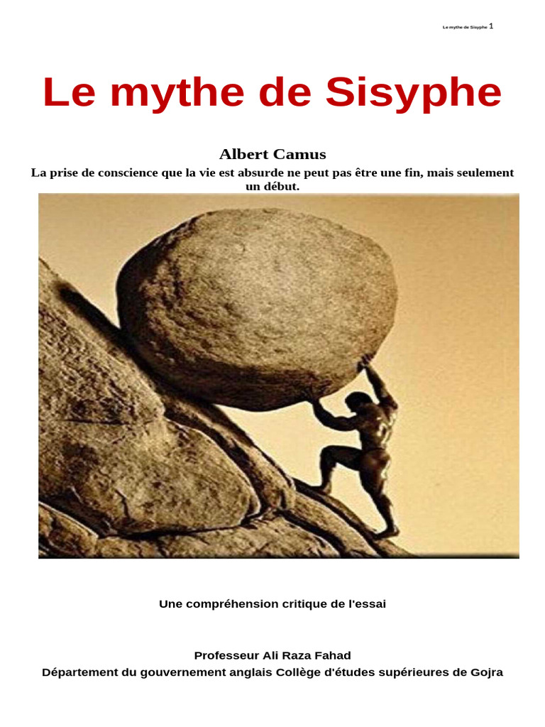 Analyse du mythe de Sisyphe de Camus | PDF | Albert Camus