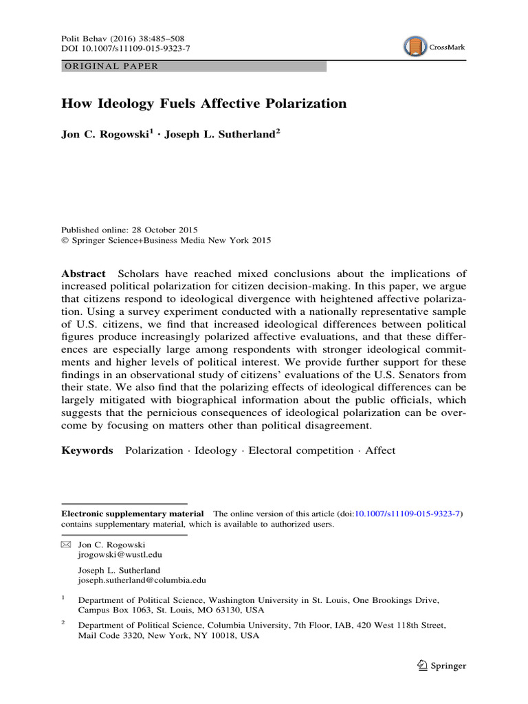 Ideology and Affective Polarization Analysis | PDF | Affect (Psychology ...