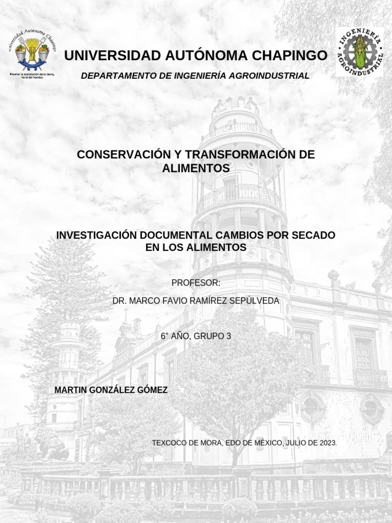 Cambios en Alimentos por Secado | PDF | Alimentos | Humedad