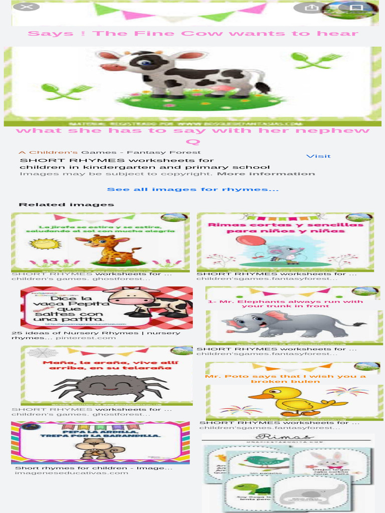 Animal Rhymes For Kids - Search With Google | PDF