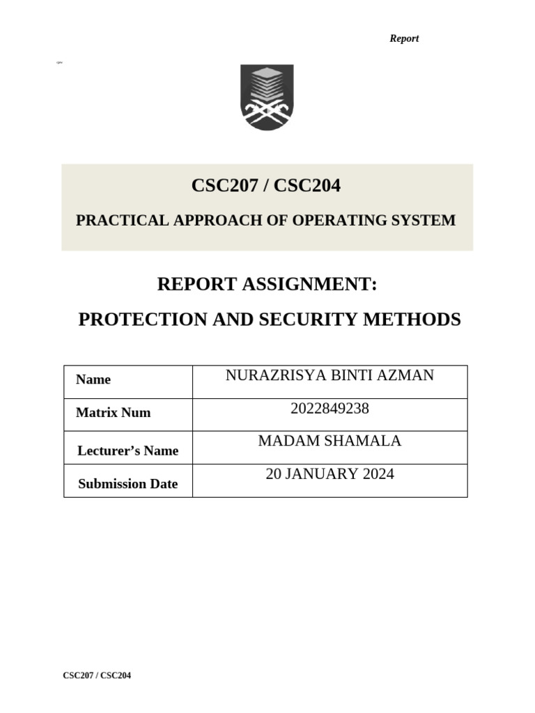OS Security and Protection Methods Report | PDF | Password | Security