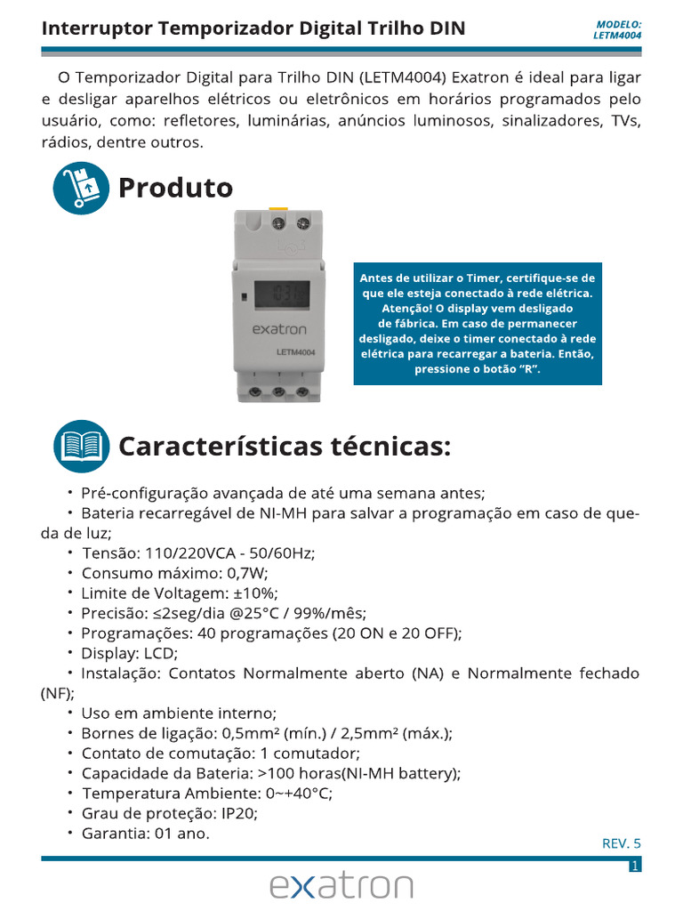 Manual de Instalação Timer Exatron | PDF