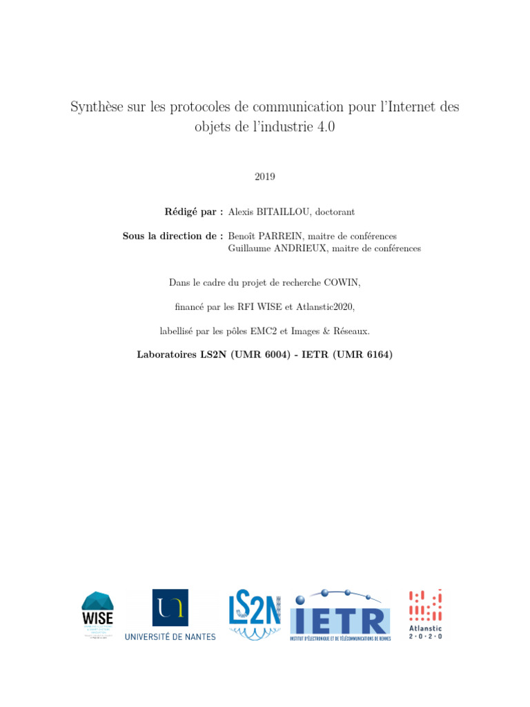 Protocoles de communication IIoT 4.0 | PDF | USB | Ethernet