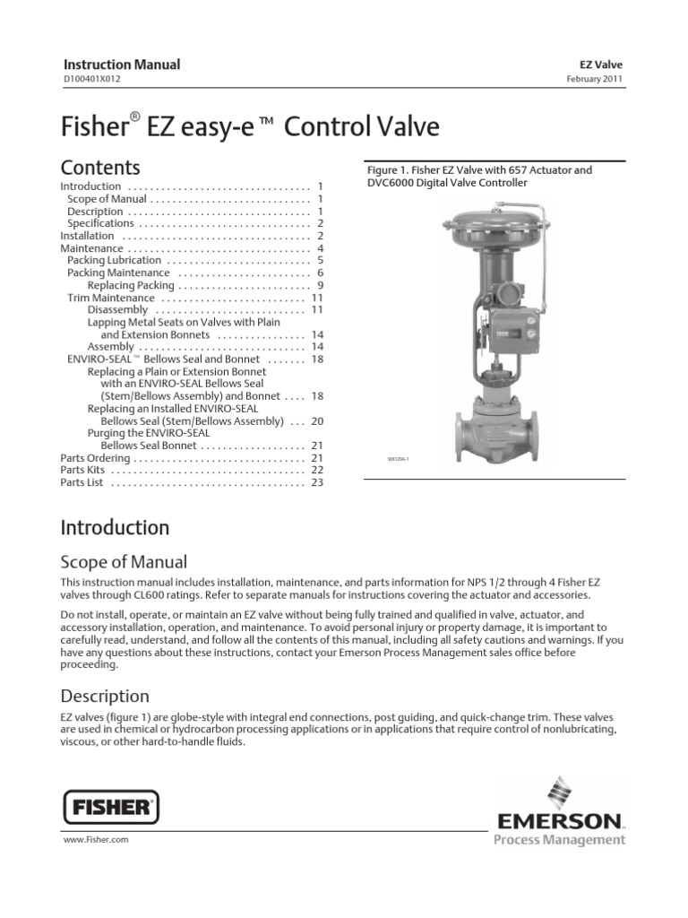 Fisher EZ Control ValveInstruction Manual PDF Valve Electrical