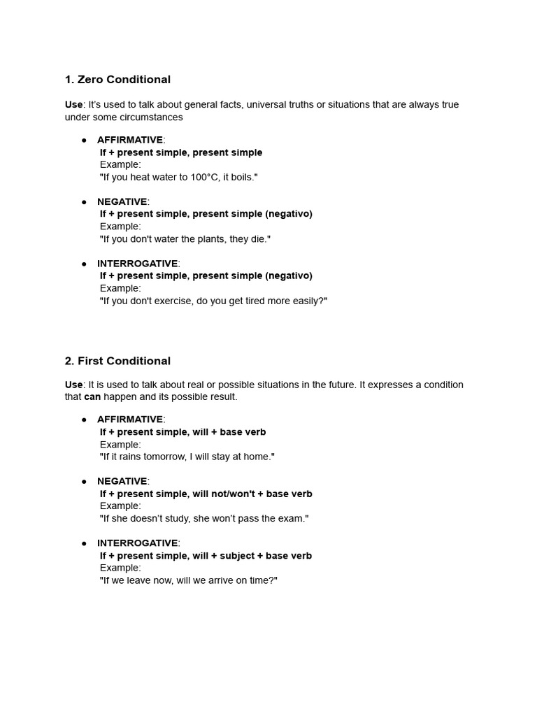 English conditionals | PDF | Grammar | Linguistics