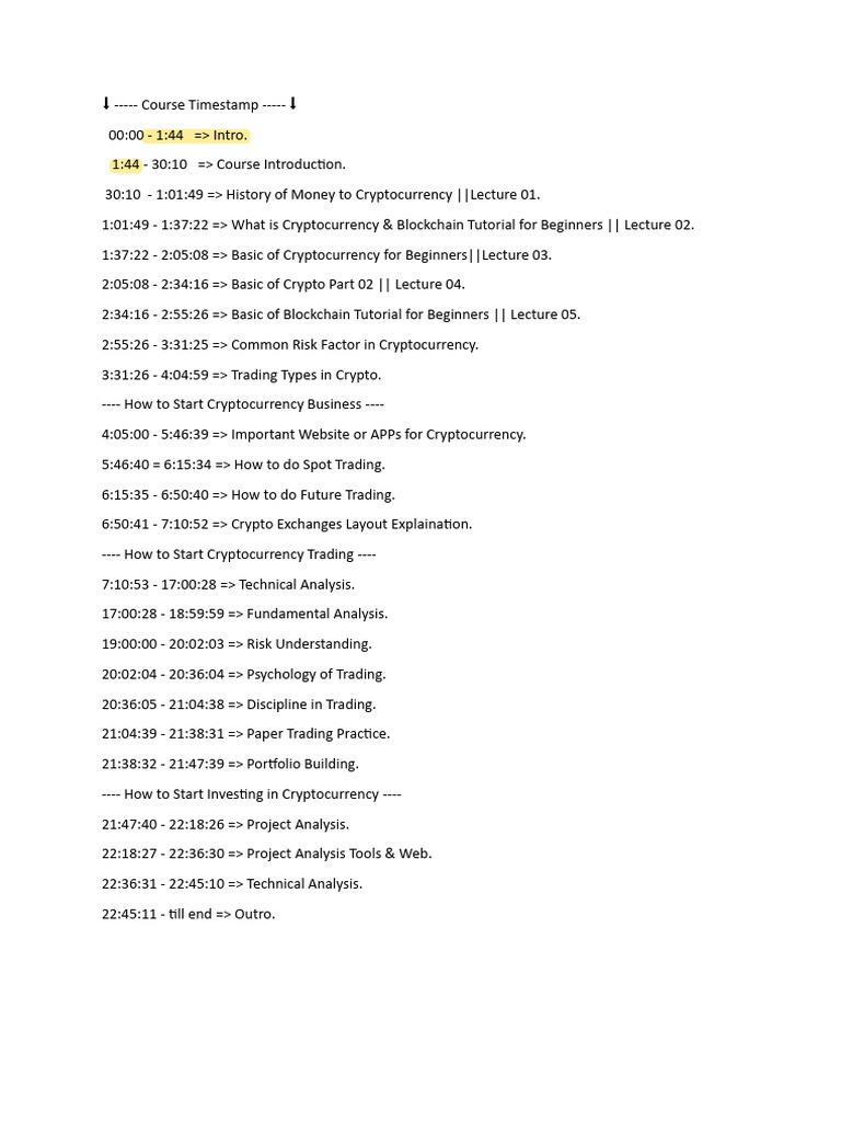 Crypto Trading Full Course - Timestamp. by MR Raza | PDF