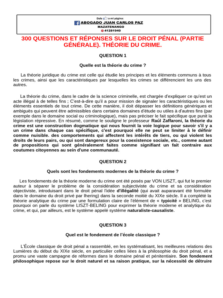 300 Questions sur la Théorie du Crime | PDF | Crimes | Crime et violence