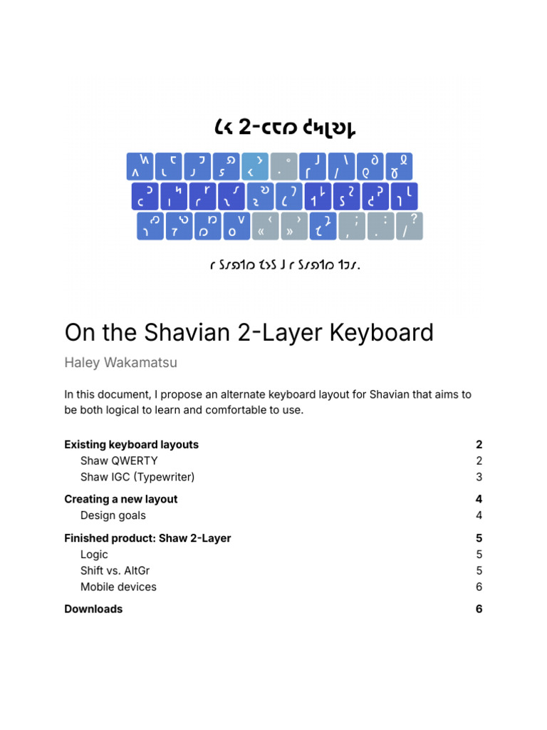Shaw 2-Layer Shavian Keyboard Layout | PDF | Computer Keyboard ...