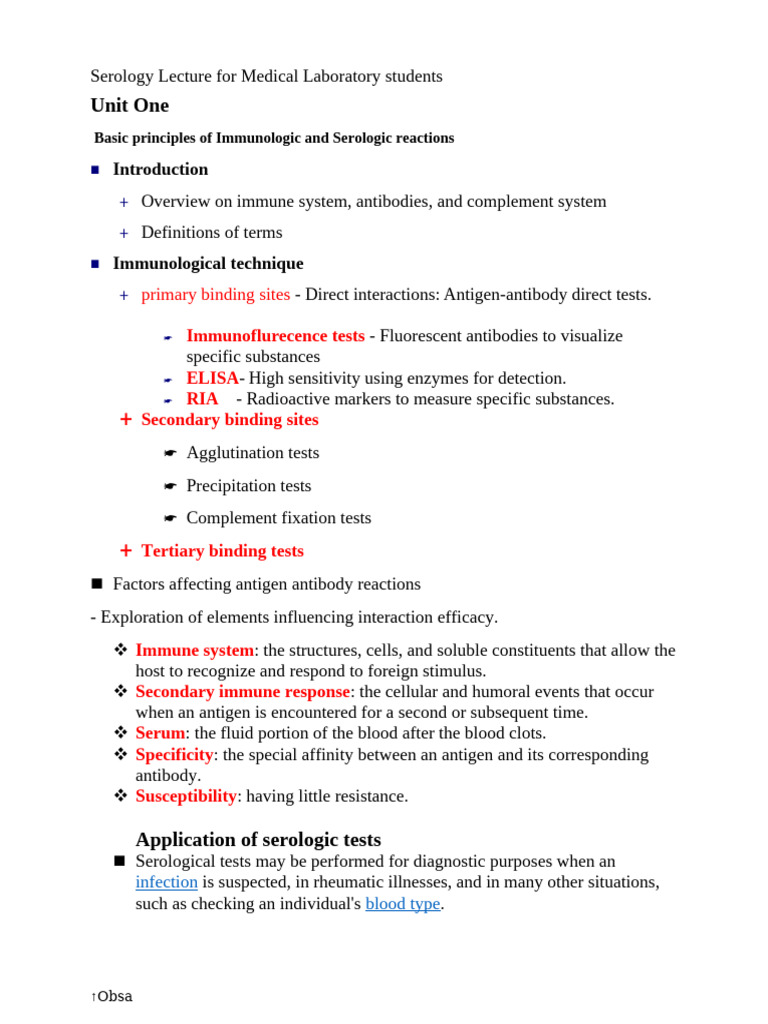 MY SEROLOGY SH-NOTE | PDF | Elisa | Serology