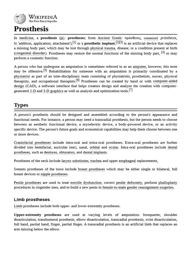 Prosthesis | PDF | Prosthesis | Amputation