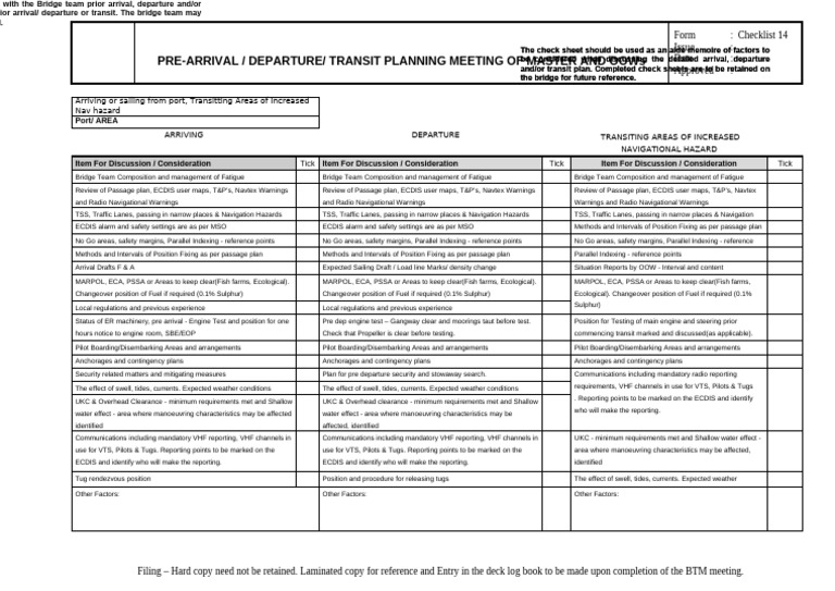 Pre-Departure Planning Checklist | PDF | Navigation
