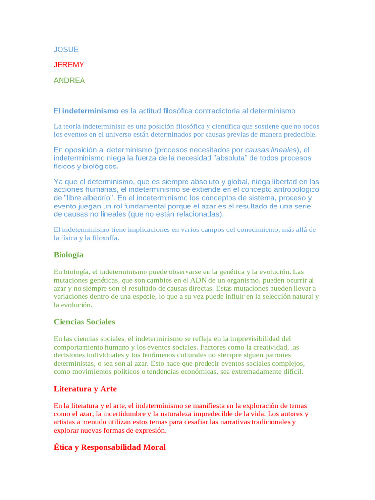 Qué es el indeterminismo y sus implicaciones | PDF | Indeterminismo ...