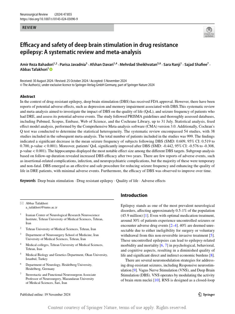 Efficacy and Safety of Deep Brain Stimulation in D | PDF | Deep Brain ...