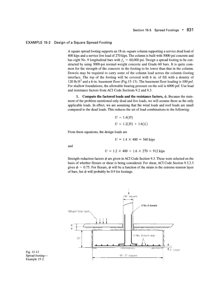 Footings Example 15.2 | PDF